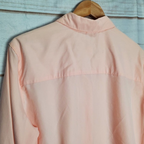 Liz Claiborne Blouse Womens Large Pink Stain Resistant Button Up Silky - Picture 7 of 9